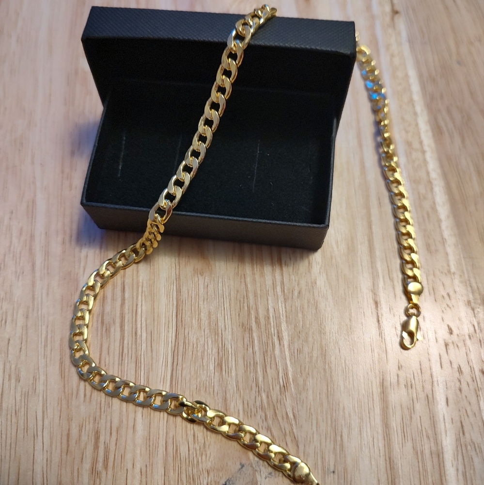 18"  gold plated mens cuban style necklace